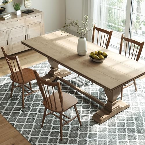 Wooden Dining Chairs Set of 6, Windsor Dining Chairs with Spindle High Back & Solid Wood Legs, Farmhouse Vintage Kitchen Chair for Dining Room/Restaurant, Armless(Walnut)