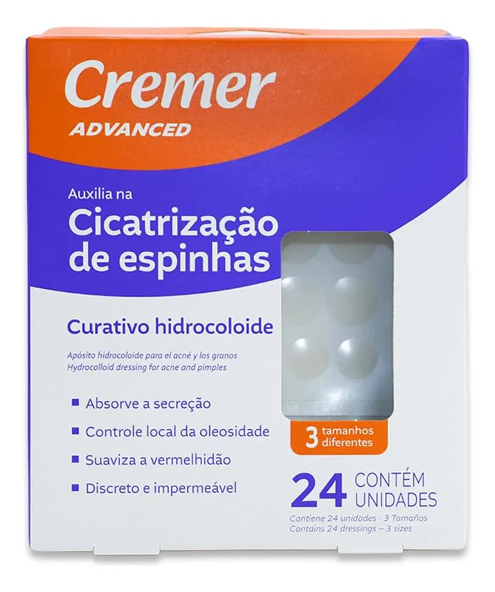 Curativo Hidrocoloide para Acne e Espinhas – 24 Unidades | Adesivo Ultrafino e Discreto, 3 Tamanhos (7/10/12 mm), Absorve Secreções, Impermeável, Uso com Maquiagem