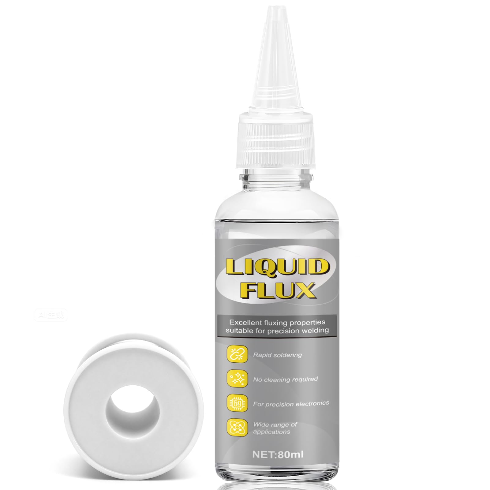 Flux Liquido, Flux Soldar, Flux Para Soldar Estaño, Para Soldadura y Reparación Electrónica, No Requiere Limpieza, Adecuado Para Acero Inoxidable, Placas Pcb y Componentes de Precisión, 80 ml
