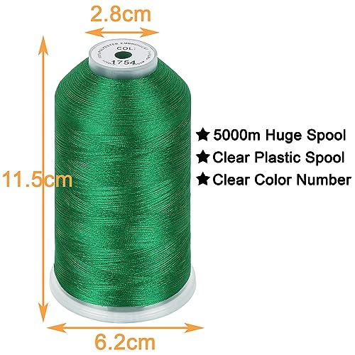 Image of New brothread - Single Huge Spool 5000M Each Polyester Embroidery Machine Thread 40WT for Commercial and Domestic Machines - Christmas Green