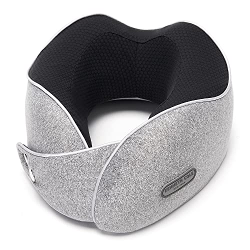 Image of Kenneth Cole New York Travel Neck Pillow with Memory Foam Support for Sleep, Headrest in Flight, Car, Home, Office, or While Gaming, Grey