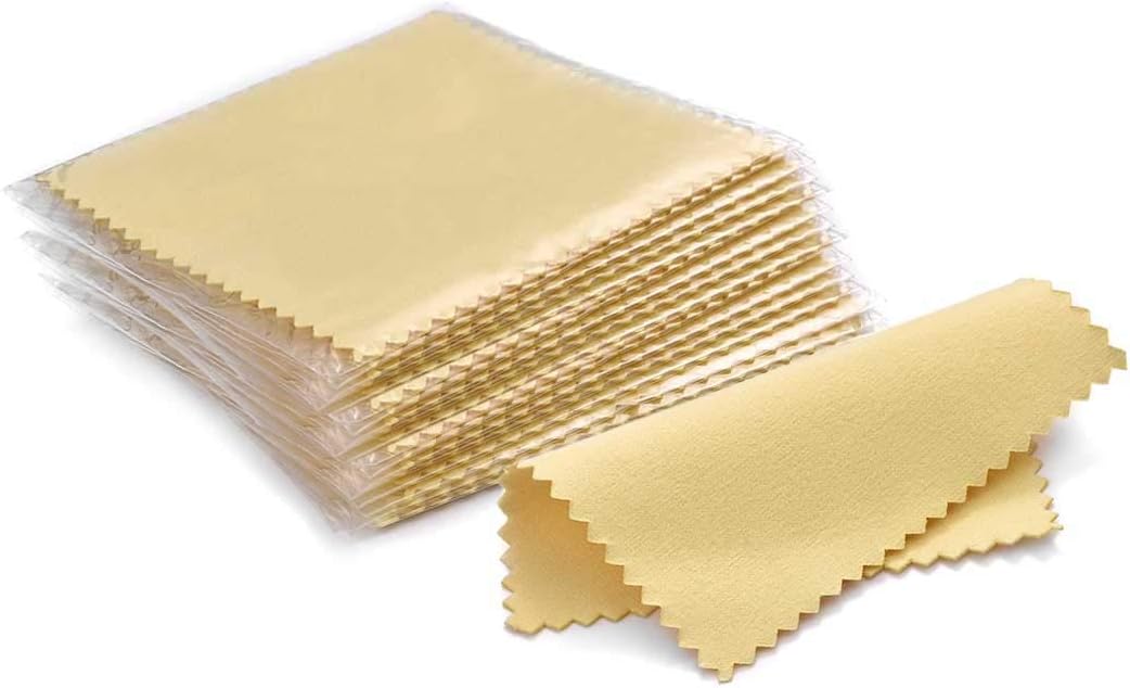 SEVENWELL 50pcs Jewelry Cleaning Cloth Pink Polishing Cloth for Sterling Silver Gold Platinum Small Polish Cloth 8x8cm