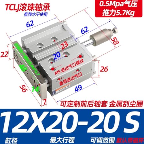 Cylindre avec course réglable haute précision double guidage TCLJ
