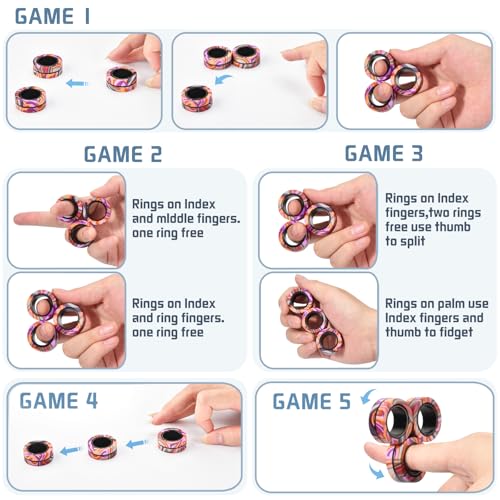 Image of Halloween Magnetic Rings for Adults and Kids,Fidget Spinner Rings Toys for Anxiety Relief Therapy Boy and Girl Ages 8-13,Teens Halloween Party Favors Decorations,3PCS