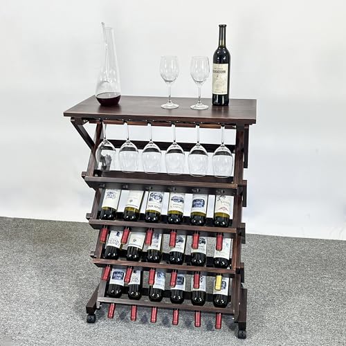 Estante de madera sólido para 26 botellas de vino miniatura 3