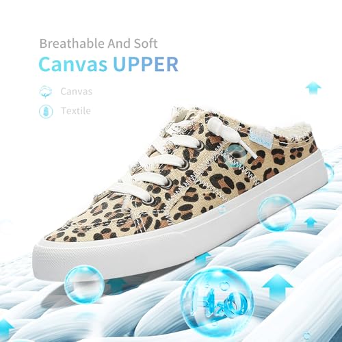 Image of Obtaom Women Canvas Mules Memory Foam Clipper Fashion Sneakers Comfortable Slip-On Mule Backless Holiday Shoes