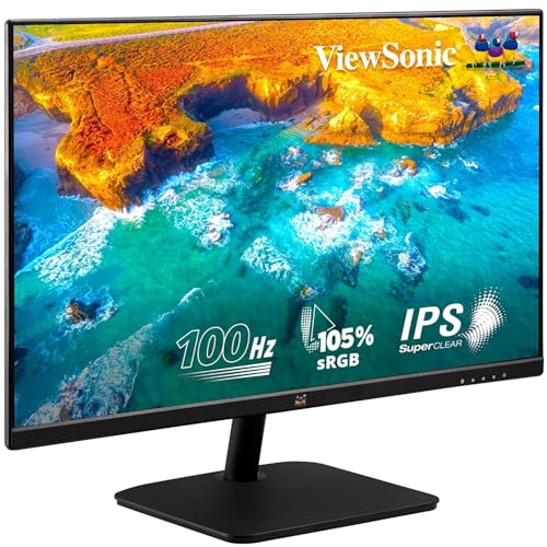 Image of ViewSonic 60.96 Cm (24 inch) FHD SuperClear IPS Monitor with 100Hz Refresh Rate, 1ms, 3 Sided Frameless, Eye-Care, Flicker Free, inbuilt Speaker, sRGB 105%, VESA Compatible, DP | HDMI | VGA - VA2432-MHD