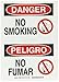 Brady 90666 10" Width x 14" Height B-302 Polyester, Black and Red on White Bilingual Sign, English and Spanish, Header "Danger/Peligro", Legend "No Smoking/No Fumar" (with Picto)