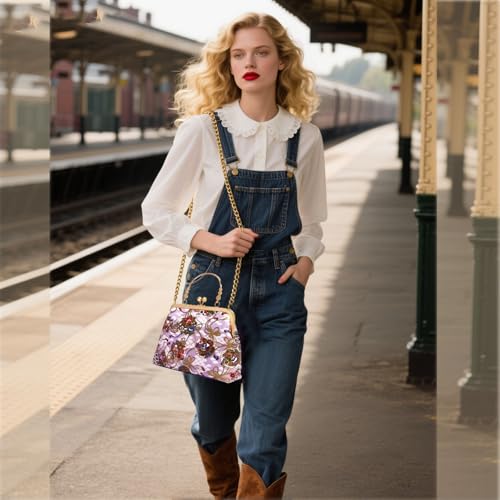 Image of Evening Bag Vintage Purse Kiss Lock Purses and Handbags for Women Formal
