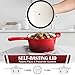 E-far Sauce Pan Set with Lid, 1Qt & 2Qt Enameled Cast Iron Pot Sets for Kitchen Cooking, Small Heavy Duty Dutch Oven Saucepans & Self-basting Lids, Induction-Ready & Easy Clean, Red