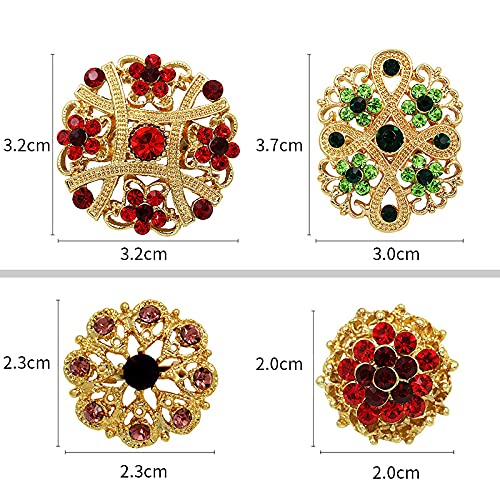 Lot 24Pcs Wedding Bouquet Brooches Kit Shiny Rhinestone Crystal Brooch Pin Set For Women Girl Fashion Diy Decorate Art Bridal Brooches Suit (24Pcs Color) #TOP1