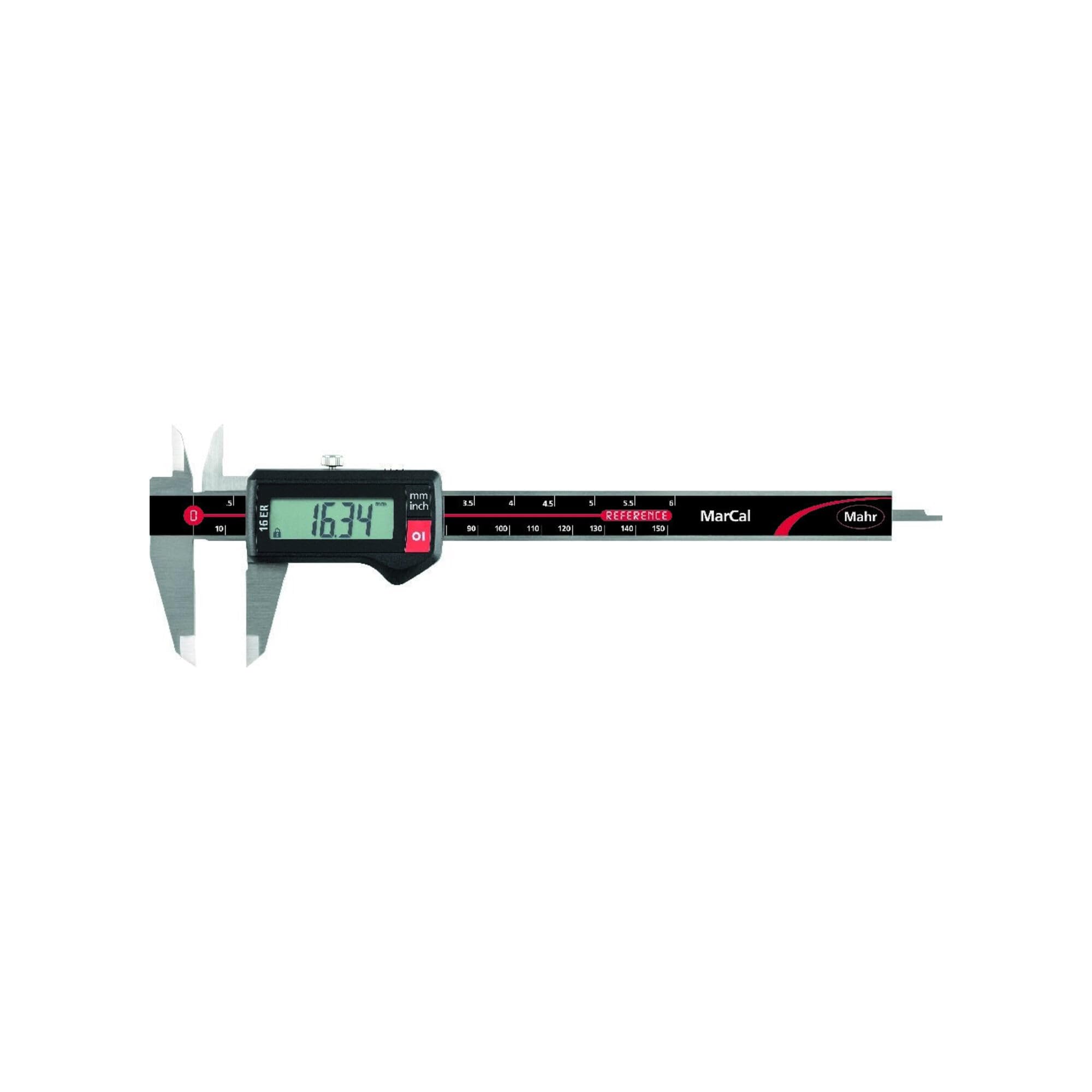 Mahr MarCal 16 ER Digitaler Messschieber (0–150 mm, Datenschnittstelle, eckiges Tiefenmaß, Feststellschraube)