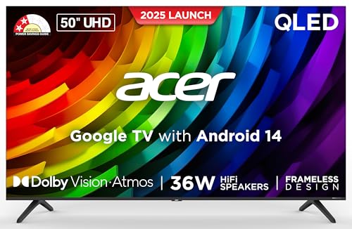 acer 126 cm (50 inches) V PRO Series 4K Ultra HD Smart QLED Google TV AR50QDQGR2851AD