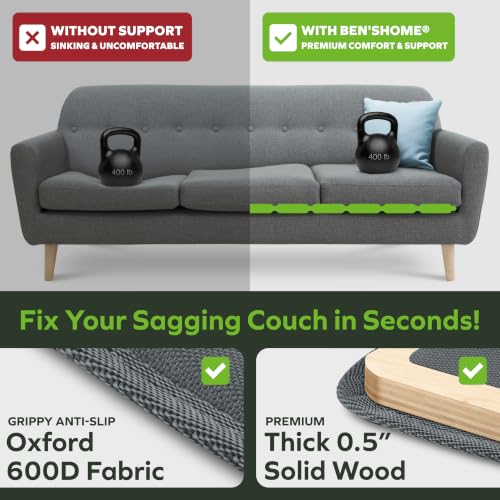 Image of BEN'SHOME Deep Couch Cushion Support, Fix Sagging Sofas | 58-67 inch x 27 inch | Thick 0.5״ Solid Wood Boards Under Cushions with Anti-Slip Fabric to Repair Sagging Sofa Springs, Worn Couches Replacement