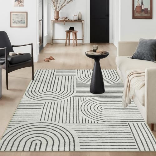 Lahome Abstract Bedroom Rug, Soft 4x6 Rug Ultra-Thin Washable Area Rugs for Living Room, Modern Black Rug Stain Resistant Non-Slip Throw Carpet for Entryway Office Kitchen, 4'x6' Lahome Abstract Bedroom Rug, Soft 4x6 Rug Ultra-Thin Washable Area Rugs for Living Room, Modern Black Rug Stain Resistant Non-Slip Throw Carpet for Entryway Office Kitchen, 4'x6'