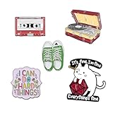 MeliMe Cute Cat Animal Floral Fruits Enamel Brooch Pins Cartoon Lapel Pins Lovely Badge for Women Kids Clothing Decoration (Jacket Heart Lips Set of 5)
