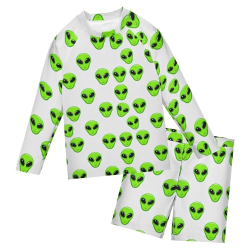 Cute Alien UFO Toddlers and Baby Boys' Swimsuit Trunk and Rashguard Set B0404026