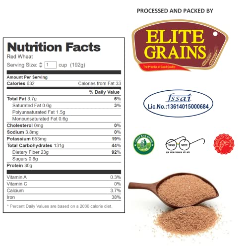 Image of Elite Grains Red Wheat Rava /Erra Nooka /Godhuma Rava - 500 Gms