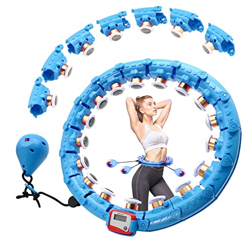 Wepai Smart Hula Hoop Reifen Erwachsene, Hula Hoop mit Gewicht mit magnetischer Pad-Massage, 24 einstellbare zählbare Hula Hoops mit LED Schwerkraft Bälle für Übung Fitness Gewichtsverlust（Blau）