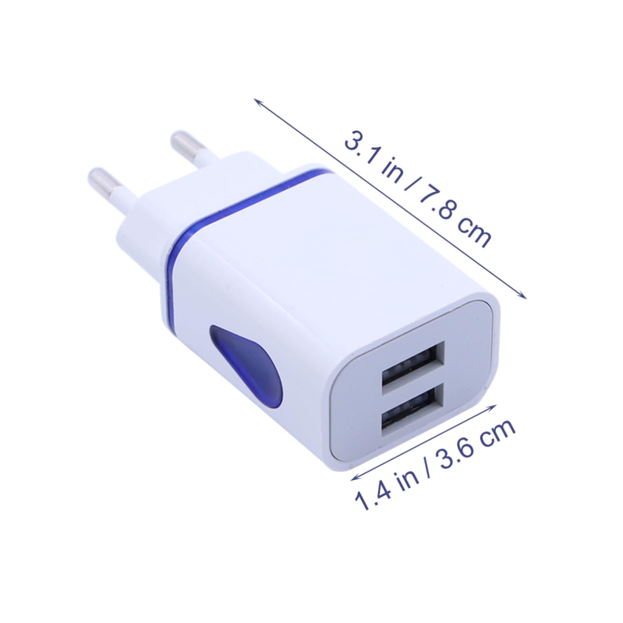 COLLBATH Caricatore da Viaggio con Doppia Porta USB per Smartphone, Forma a Goccia, Luci LED Notturne, Caricabatterie