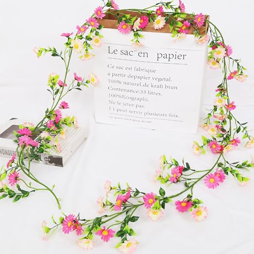KASESSS 210cm Guirlande Fleur Artificielles, Fausse Fleur Decoration Marguerite Tournesol Artificielles Suspendues, Guirlande Fleurs Artificielle pour...