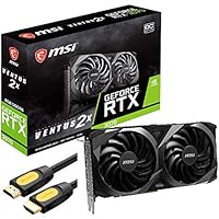MSI GeForce RTX 3070 Ventus 2X OC Gaming Graphics Card, 8GB GDDR6, Ray Tracing, VR Ready, PCIe 4.0, 3X DisplayPort 1.4, 1x HDMI 2.1 8K, TORX Fan 3.0, Overclocked, HDMI Cable