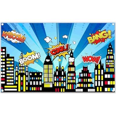 Luminora 1,8 x 1,1 m - Fondo de Tela de con diseño de superhéroes, Paisaje Urbano, escenas de Edificios, Fondo de cómic con Horizonte de Ciudad, Accesorios para pancartas fotográficas | Ya disponible en tu tienda friki favorita! En mundofriki.es!