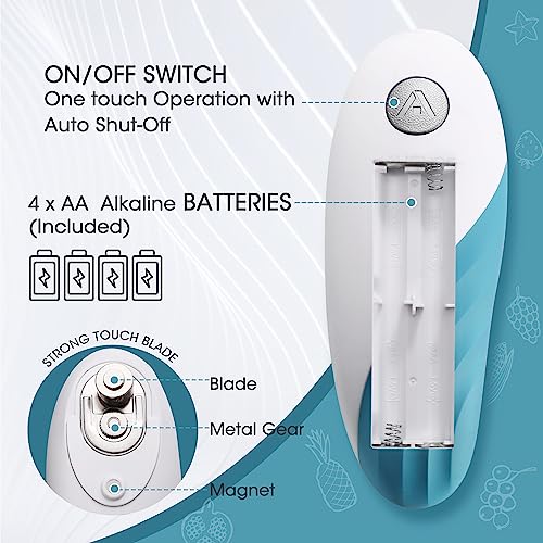 HAUSHOF Electric Can Opener, Automatic Tin Opener with One Touch Switch, Hands-Free and Smooth Edge Battery Tin Openers for The Elderly and Arthritic, Blue - Image 2