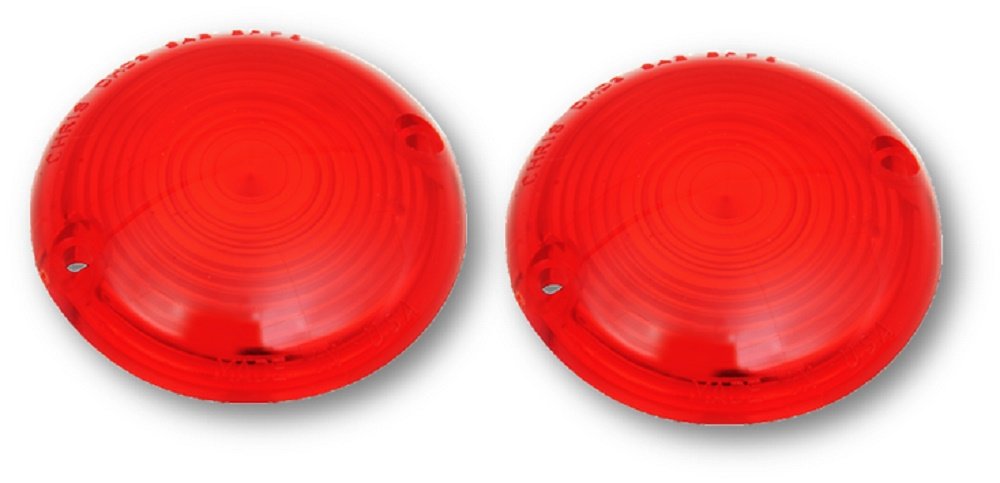 Orange Cycle Parts Pair Flat Red Turn Signal Blinker Lens for Harley FL/FLH/FLH-80 1963-1984 FX 1971-1982 Sport Glide FXRT 1984-1985 repl. 68570-63A