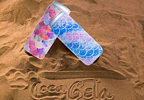 Slim Can Sleeves - Neoprene Bottle Insulator Sleeve Set of 4 Can Beverage Coolers for 12oz Energy Drink & Beer Cans (Fish scale-4)
