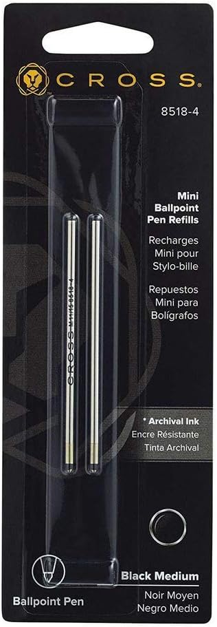 Cross Standard Ballpoint Pen Refills, Fine Point, Black Ink, 2/Pack