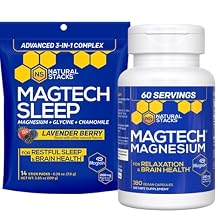 Magtech Magnesium Capsules + Sleep Powder Bundle - 3 Forms of Magnesium - Featuring Magtein L-Threonate - Brain Health & Sleep Support* - 74 Total Servings