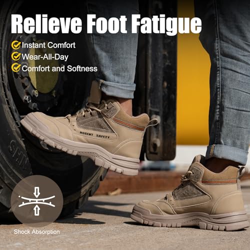 Image of Steel Toe Boots for Men Women Comfortable Lightweight Work Boots for Men Industrial Construction Boot Non Slip Work Shoes