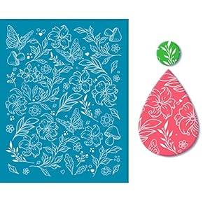 OLYCRAFT Flower Butterfly Pattern Non-Adhesive Silk Screen Printing Stencil Clay Stencil Reusable Mesh Stencils Transfer…