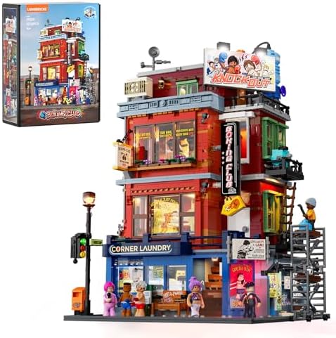 LUMIBRICKS Street Fusion Boxing Club Lighting Building Bricks Set - City Town Modular Playset Collection Display kit with Minifigures 3036 Pcs for Adults & Teens & Life Enthusiasts