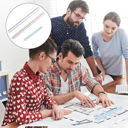 3 Stück Maßstab Lineal Dreikant, Architektur Lineal Dreieckiger, 1:20, 1:25, 1:50, 1:75, 1:100, 1:125, 1:200, 1:250, 1:300, 1:400, 1:500, Maßstabslineal 30 cm für Architekt, Technische Zeichner