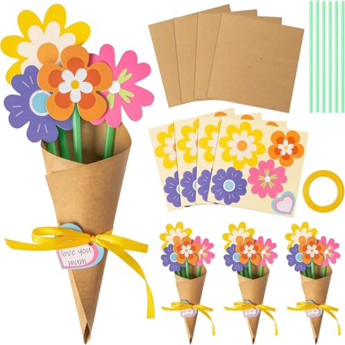 weizedm DIY Flower Bouquet Kit - 24Pcs Paper Flowers for Crafts, Make Your Own Craft Flowers Bouquet, Fun Crafts for Kids & Seniors, Mother's Day & Teacher Appreciation Gift