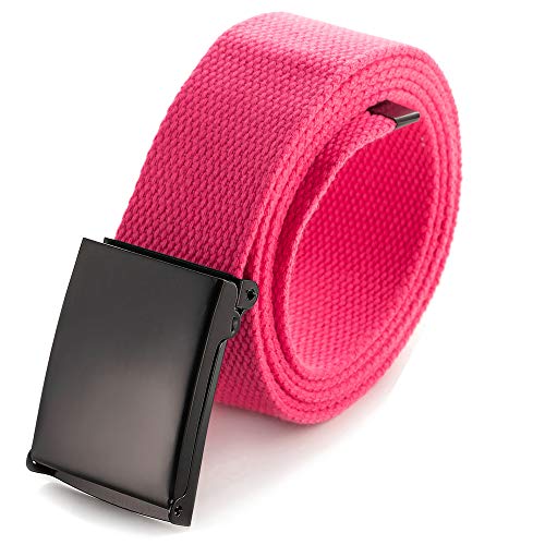 Image of Mile High Life Cut To Fit Canvas Web Belt Size Up to 52 inch with Flip-Top Solid Black Military Buckle