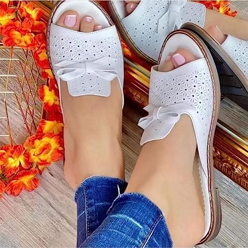 DekiI Orthopedic Sandals Walking Sandals Anti-Slip Breathable Slippers Orthopedic Sandals for Women Arch Support Platform Wedge Open Toe Orthopedic Sandals (Color : White, Size : 8 US)2