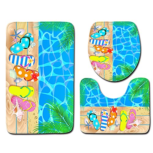 JYJFORYOU 3 Stück Badematten Sets rutschfeste Niedlichen Cartoon Print Saugfähige Badezimmermatten Sets Badematte…