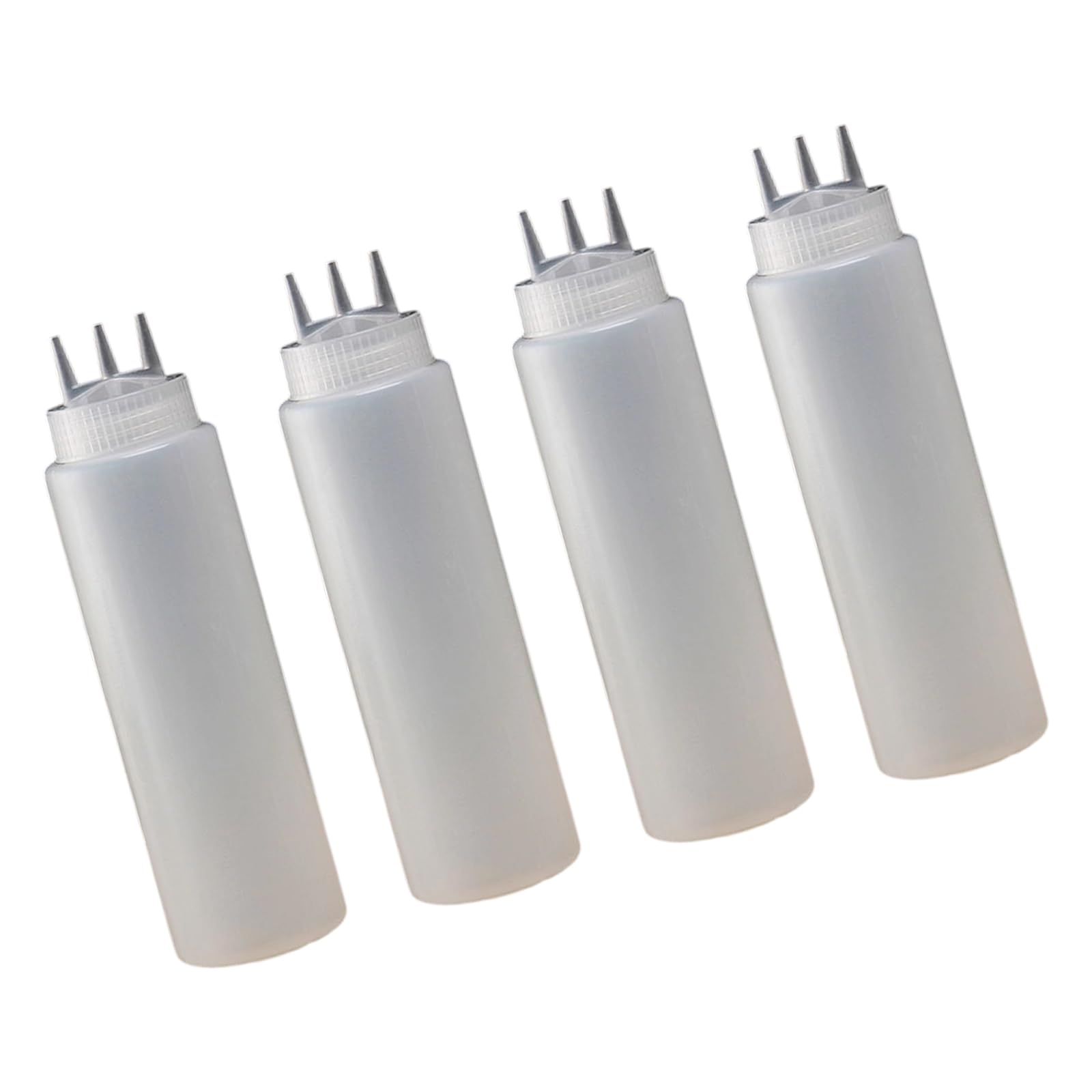 Zwwaazhf White Capacity 3 Hole Squeeze Bottles Permanent Condiment Dispenser For Home Restaurants Easy Control Squeezing Trilateral Nozzle Sauce Squeeze Container