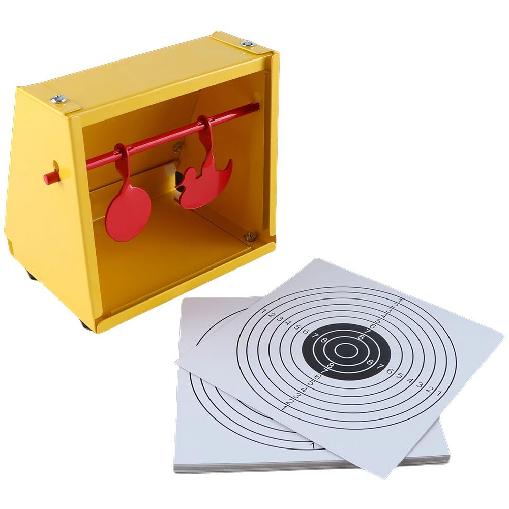 Baokuan Metal Slingshot Target Box with 20 Pcs Paper Targets Portable Slingshot Target Catcher Box for Catapult Hunting Shooting Practice