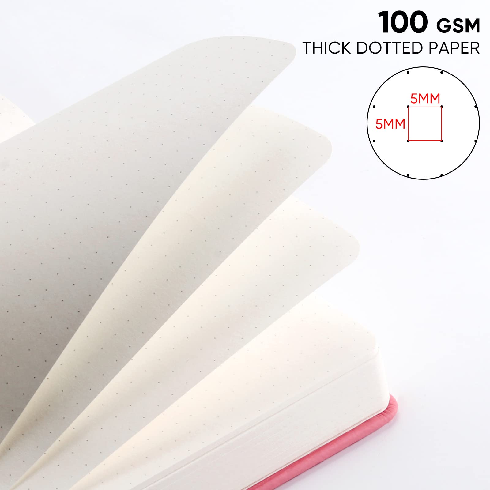 Bullet Dotted Journal Notebook - A5 Dot Grid Notebook with 280 Pages,100gsm Thick Dotted Paper,Leather Hardcover Dotted Journal for Women Men,5.75'' × 8.38''-Purple