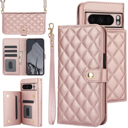 Étui portefeuille Google Pixel 6A 5G or rose housse protection fentes cartes