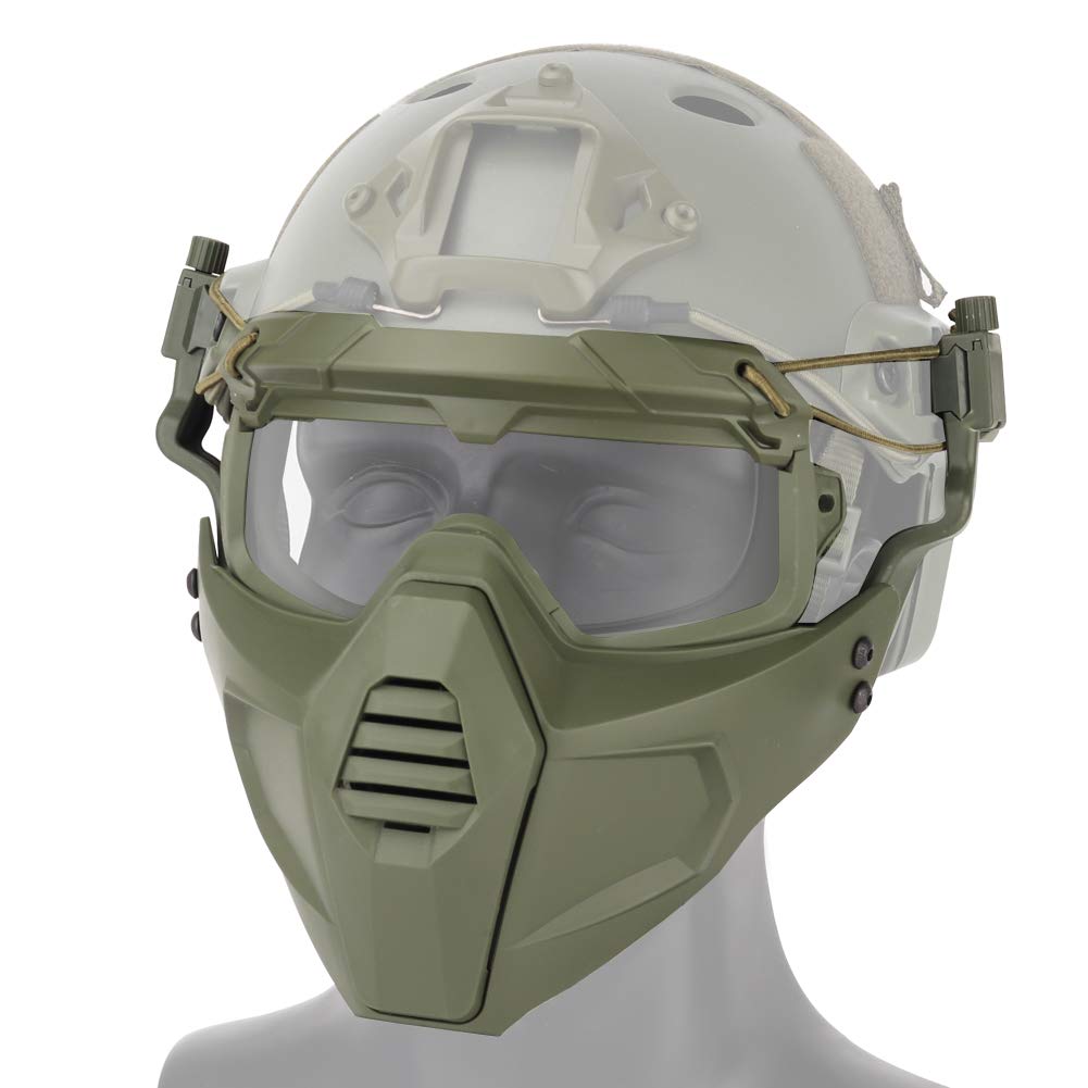 Veloce casco protettivo occhiali da equitazione occhiali con maschera facciale rimovibile adatto per airsoft paintball festa di Halloween