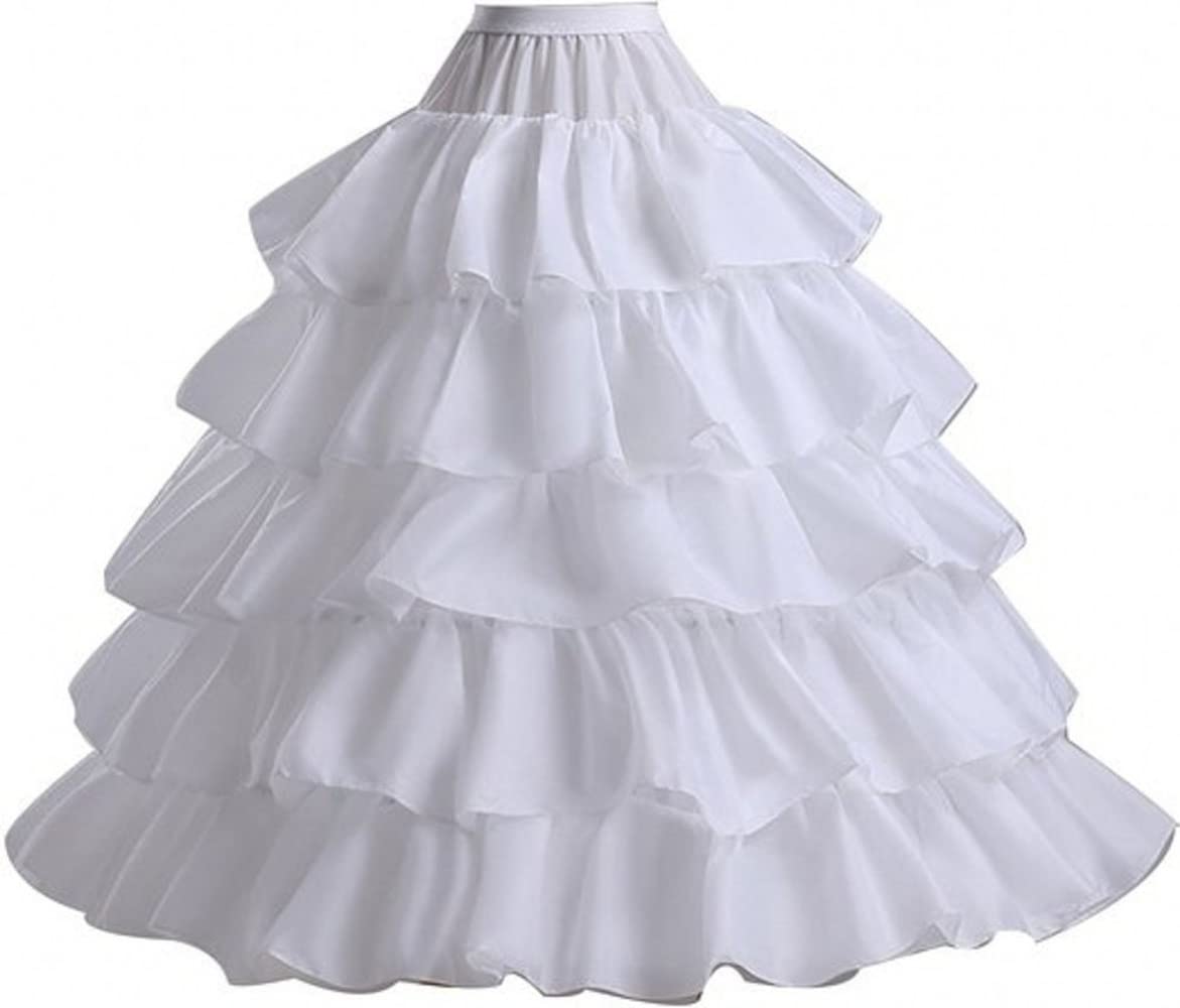 Jupon Crinoline à 4 Anneaux pour Robe de mariée 5 Volants Couches Robe de Bal Demi-Jupe sous-Jupe