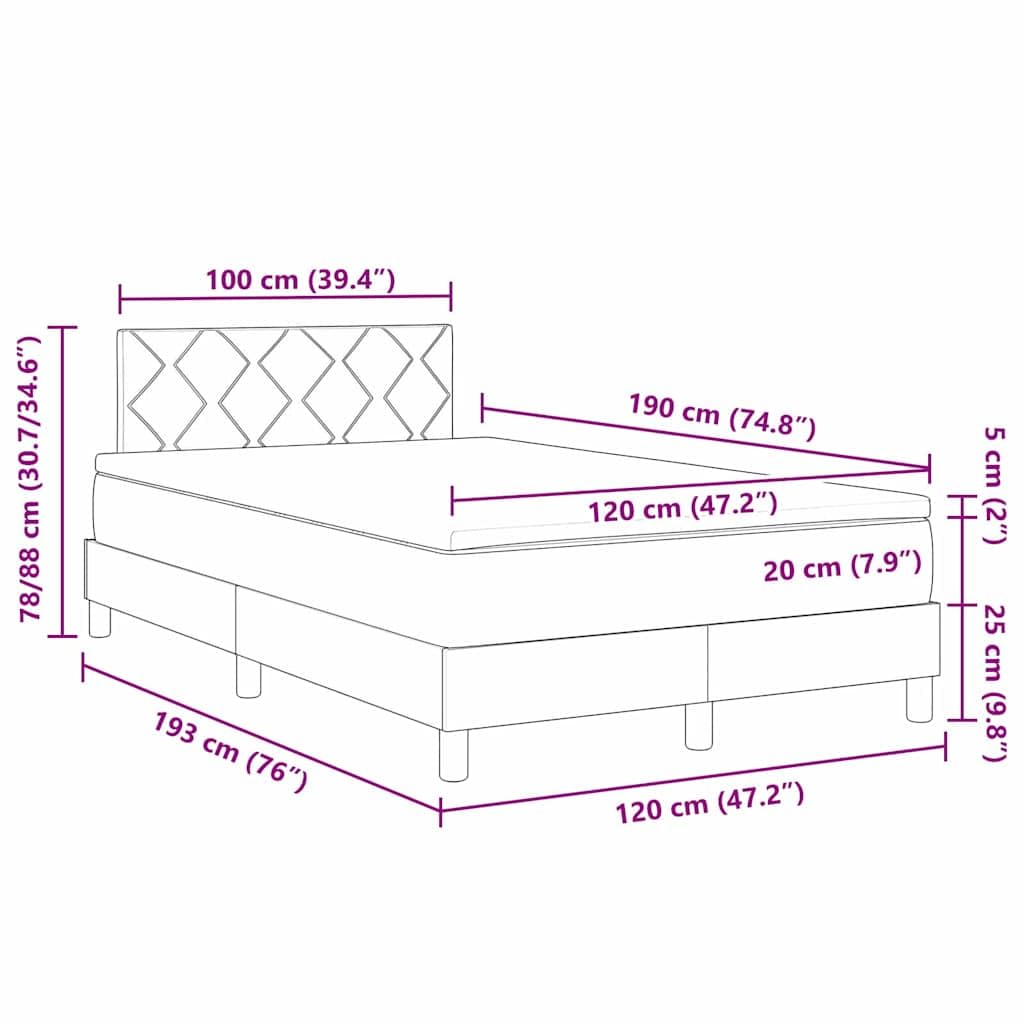 Cama con somier LED, color marrón oscuro, 120 x 190 cm, tela con cabecero ajustable y tiras LED RGB, estructura de madera estable para dormitorio