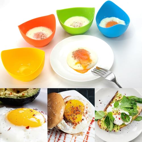 image for Mikim Egg Poachers Silicone Egg Poacher Cups with Ring Standers, Nonst