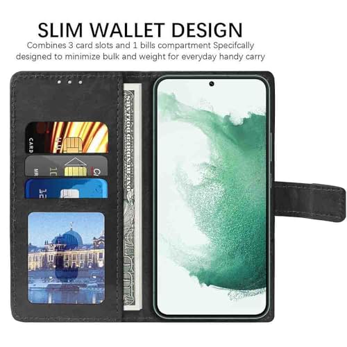Image of Flip Cover Back Case for Samsung Galaxy S22 5G | Premium Leather Finish | Inbuilt Pockets & Stand | Flip Cover Back Case for Samsung Galaxy S22 5G (Black)