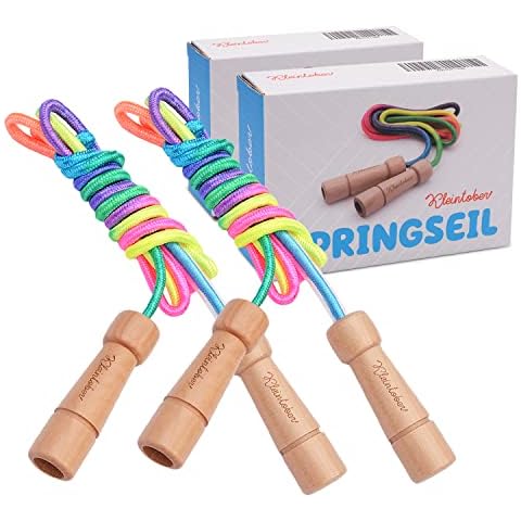 KLEINTOBER 2er Set Springseil Kinder I Zwei Hüpfseil Sets I Seil Cover